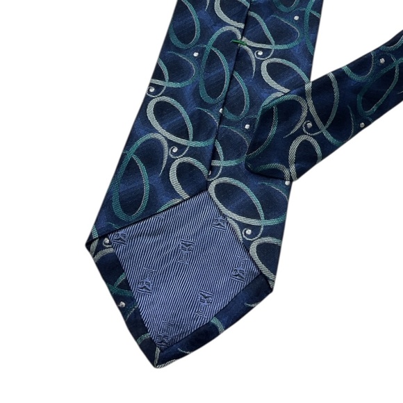 DION Blue/Green Geometric Silk LUXURY Tie HANDMADE CANADA - Picture 4 of 4